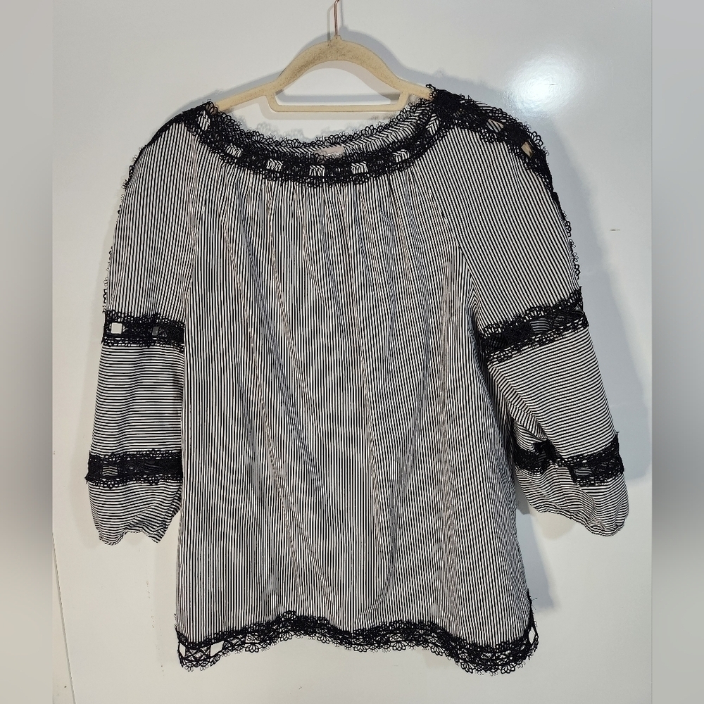 Chicos Black and White Striped Women's Top, Size 2